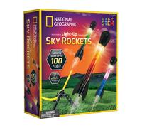 National Geographic Air Rocket Toy NGAIRROCKET - LED Light Show, Stomp Launcher, Air-Powered, 30.5m Range, Multicolor STEM Garden Toy