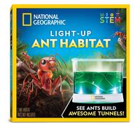 National Geographic Ant Habitat Kit - Light-Up Ant Terrarium with Built-in Magnifiers Tunnel Starter Tool & More Ant Activities for Kids Ant Home