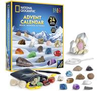 National Geographic Bandai Advent Calendar | Rock Mineral And Fossil Science Advent Calendar For Girls And Boys With 24 Real Specimens And A Complete Dig Kit | Excellent STEM For Kids