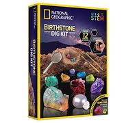 NATIONAL GEOGRAPHIC Birthstone Dig Kit - Science Kit with 12 Genuine Birthstones, includes a Real Diamond, Ruby, Sapphire, Pearl, & More, Gemstones and Crystals, Rock Collection (Amazon Exclusive)