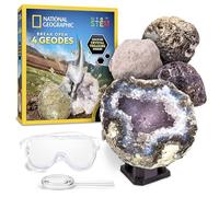 NATIONAL GEOGRAPHIC Break Open 4 Geodes Science Kit - Includes Goggles, Learning Guide, Display Stand, Great Mineralogy & Geology STEM Gift