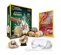 NATIONAL GEOGRAPHIC Break Open 4 Geodes Science Kit - Includes Goggles, Learning Guide, Display Stand, Great Mineralogy & Geology STEM Gift