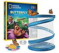 NATIONAL GEOGRAPHIC Butterfly Growing Kit - Butterfly Habitat Kit with Voucher to Redeem 5 Caterpillars ($10.95 S&H Not Included), Butterfly Cage, Feeder (Amazon Exclusive)