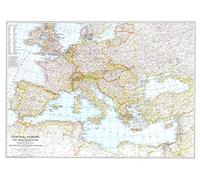National Geographic: Central Europe and the Mediterranean 1939 - Historic Wall Map Series - 37.25 x 27.5 inches - Laminated