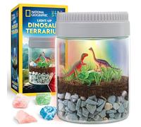 National Geographic Dinosaur Terrarium Kit for Kids - Multicolor Light Up Terrarium, Build a Dino Habitat with Real Plants, Dinosaur Science Toys