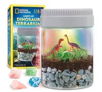 Dinosaur Terrarium Kit for Kids - Multicolour Light Up Terrarium Kit for Kids, Build a Dinosaur Habitat with Real Plants, Science Kit, Dinosaur Toys