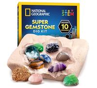 National Geographic Gemstone Dig Kit with 10 Real Gems and Crystals | 10 Real Gems and Crystals, Dig Tools, Magnifying Glass, Rock Collection, Gem Mining Activity, STEM Learning, Science Kit