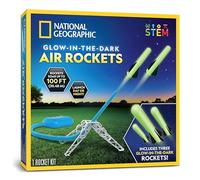 National Geographic Glow in the Dark Air Rocket Launcher for Kids 8-12 | Launches Glow in the Dark Rockets Up to 30 m, Air Powered, Outdoor STEM Toy, Backyard Play, Active Play, Kids 8-12