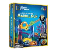 National Geographic Glow-in-the-Dark Marble Run for Kids - 50-Piece Construction Set with Glowing Marbles, UV Light, Storage Bag & Physics Learning Guide