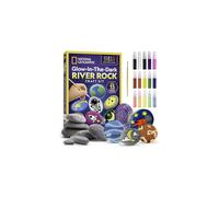 National Geographic Glow in The Dark Rock Painting Kit - Arts & Crafts Kit for Kids, Decorate 15 River Rocks with 15 Paint Colors & More Art Supplies,