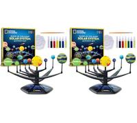 NATIONAL GEOGRAPHIC Glow-in-the-Dark Solar System Model Kit for Kids - Build & Paint a 3D Planetary Model with Movable Arms, STEM Projects for Kids Ages 8-12, Space Themed Bedroom Décor (Pack of 2)