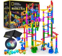 National Geographic Glowing Marble Run - 250 Piece Construction Set with 50 Glow in the Dark Glass Marbles, Mesh Storage Bag, Great Creative STEM Toy for Girls and Boys