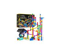 National Geographic Glowing Marble Run â 150 Piece Construction Set with 30 Glow in the Dark Glass Marbles, Mesh Storage Bag, Great Creative STEM