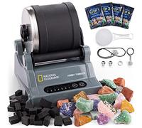NATIONAL GEOGRAPHIC Hobby Rock Tumbler Kit - Rock Polisher for Kids & Adults, Durable Noise-Reduced Barrel, Rocks, Grit & New GemFoam for a Shiny Finish, Cool Toys, Great STEM Hobby Kit