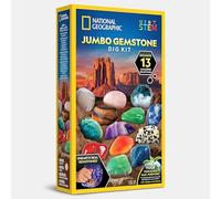 National Geographic Jumbo Gemstone Dig Kit for Kids - Excavate 13 Real Gems Including Rose Quartz, Labradorite, Tiger’s Eye & Carnelian, Geology Science Toy with Learning Guide