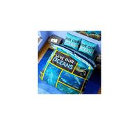 National Geographic Kids Bedding, Save Our Ocean Reversible Single & Double Duvet Cover Made From Recycled Plastic Bottles, Sea Life Animals