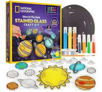 NATIONAL GEOGRAPHIC Kids Window Art Kit - "Stained Glass" Solar System Arts & Crafts Kit with Glow in the Dark Planets, Use as Window Suncatchers, Hanging Decor from Ceiling, Mobile, Space Room Décor
