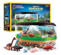 NATIONAL GEOGRAPHIC Light-Up Dinosaur Terrarium Kit for Kids - Build a Prehistoric Habitat with Play Sand, Real Gemstones & Dino Figures, Science Activity Kit for Boys & Girls