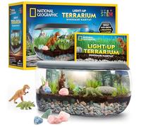 NATIONAL GEOGRAPHIC Light Up Terrarium Kit for Kids - Build a Dinosaur Habitat with Real Plants & Gemstones, Science Kit, Dinosaur Toys for Kids