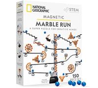 NATIONAL GEOGRAPHIC Magnetic Marble Run - 150-Piece STEM Building Set for Kids & Adults with Magnetic Track & Trick Pieces & Marbles for Building A Marble Maze On Any Magnetic Surface