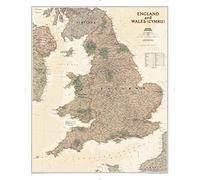 National Geographic Maps: England and Wales Executive Wall Map - Antique Style - 91 x 76 cm