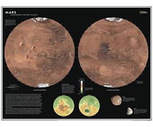 National Geographic Maps: Mars, Exploring the Red Planet Wall Map - Compact - 54 x 41 cm - Front Lamination