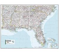 National Geographic Maps: Southeastern U.S.A Wall Map - Compact - 54 x 41 cm - Rolled Canvas