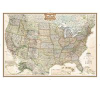 National Geographic Maps: United States Executive Wall Map - Large - Antique Style - 111 x 77 cm - Rolled Canvas