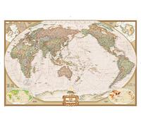 National Geographic Maps: World Executive, Pacific Centered Wall Map - Large - Antique Style - 117 x 77 cm