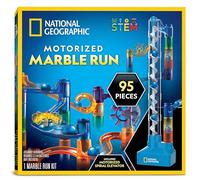 NATIONAL GEOGRAPHIC Marble Run with Motorized Elevator - 95-Piece Marble Maze Kit with Motorized Spiral Lift, 20 Marbles, Storage Bag & More, Perpetual Motion Machine, Marble Game