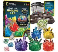 NATIONAL GEOGRAPHIC Mega Crystal Growing Kit for Kids- Grow 6 Crystals with Light-Up Stand and Gemstones, Science Gifts for Kids 8-12, Crystal Making Experiment, DIY Science Kit for Girls and Boys