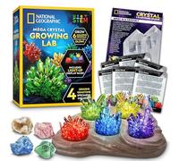 Mega Crystal Growing Kit for Kids- Grow 6 Crystals with Light-Up Stand and Gemstones, Science Gifts for Kids 8-12, Crystal Making Experiment, DIY