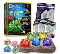 Mega Crystal Growing Kit for Kids- Grow 6 Crystals with Light-Up Stand and Gemstones, Science Gifts for Kids 8-12, Crystal Making Experiment, DIY
