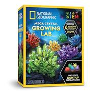 National Geographic Mega Crystal Growing Kit with 6 Crystals for Kids 8-12 | Grow 6 Crystals, Light-Up Stand, Crystal Making Experiment, Science Kit, STEM Learning, Kids 8-12