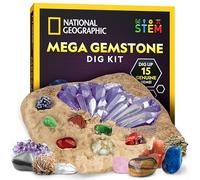National Geographic Mega Gemstone Dig Kit - Dig Up 15 Real Gemstones, STEM Activities for Kids, Gem Mining Kit, Educational Science Kit