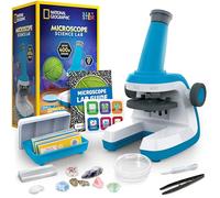 NATIONAL GEOGRAPHIC Microscope for Kids - STEM Kit with an Easy-to-Use Kids Microscope, Up to 400x Zoom, Blank and Prepared Slides, Rock and Mineral Specimens, 37 Piece Set, Great Science Project Set