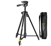 NATIONAL GEOGRAPHIC Photo Tripod Kit Medium, with Carrying Bag, 3-Way Head, Quick Release, 3-Section Legs Lever Locks, Geared Centre Column, Load up 1,5kg, Aluminium, for Canon, Nikon, Sony, NGHP000