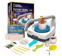 NATIONAL GEOGRAPHIC Pottery Wheel for Kids - Complete Pottery Kit for Beginners, Plug-in Motor, 2 lbs. Air Dry Clay, Sculpting Clay Tools, Apron & More, Patented Design, Craft Kit (Amazon Exclusive)