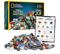 NATIONAL GEOGRAPHIC Premium Polished Stones - 907 g of 1.9 cm Tumbled Crystals and Gemstones Bulk, Decorative Stones, Rock and Mineral Kit, Gemstones for Kids, STEM Toys