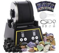 National Geographic Professional Rock Tumbler Kit with 907 g Barrel | 907 g Barrel, Rough Rocks, Grit and GemFoam Polish, Rock Polishing, Geology Hobby, STEM Science