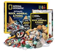 NATIONAL GEOGRAPHIC Rock Collection Age 8+ and Fossils for Kids - 200+ Piece Crystals and Gemstones Set Includes Geodes and Fossils, Rocks and Minerals Science Kit for Kids, A Geology Gift for Boys and Girls
