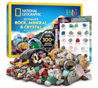 NATIONAL GEOGRAPHIC Rock Collection Kit for Kids - 300+ Piece Crystals and Gemstones Set Includes Geodes, Rocks and Minerals Science Kit for Kids, A Geology Gift for Boys and Girls