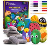 BlueMarble National Geographic Rock Painting Kit - Arts & Crafts Kit for Kids, Paint & Decorate 15 River Rocks with 10 Paint Colors & More Art Supplies, Kids Craft, Outdoor Toys, Art Activity Kit