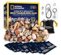 National Geographic Rock Tumbler Refill Kit - 2.26 kg Mix of Rocks & Rough Gemstones for Tumbling, Rock Tumbler Supplies, Grit and Polish Refill