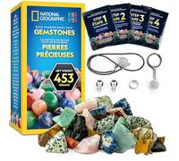 National Geographic Rock Tumbler Refill Kit with 453 g Gemstone Mix | 453 g Gemstone Mix, 9 Varieties, Tiger's Eye, Amethyst, and Quartz, Rock Tumbler Grit, Jewellery Settings