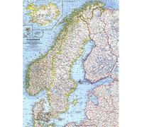 National Geographic: Scandinavia 1963 - Historic Wall Map Series - 19 x 24.75 inches - Laminated