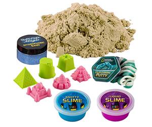 National Geographic Sensory Science Kit - Explorer Series Kinetic Sand for Kids, Colour Changing Putty and Slime Kits for Girls and Boys Age 8+ | Hands-On Kids STEM Toys with Colourful Moulds