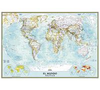 National Geographic Spanish World Classic Wall Map, Mapa Mural Del Mundo Español - 39.25 x 27 inches - Laminated