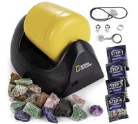 NATIONAL GEOGRAPHIC Starter Rock Tumbler Kit with Grit and Rocks | 227 g Rough Rocks, Rock Tumbler Grit, 5 Jewellery Fastenings, Leak-Proof Tumbler, Rock Polishing, Geology Activity