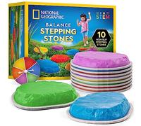 National Geographic Stepping Stones for Kids - Durable Non-Slip Balance Stones Encourage Toddler Gross Motor Skills, Indoor & Outdoor Toys, Obstacle Course (Set of 10)